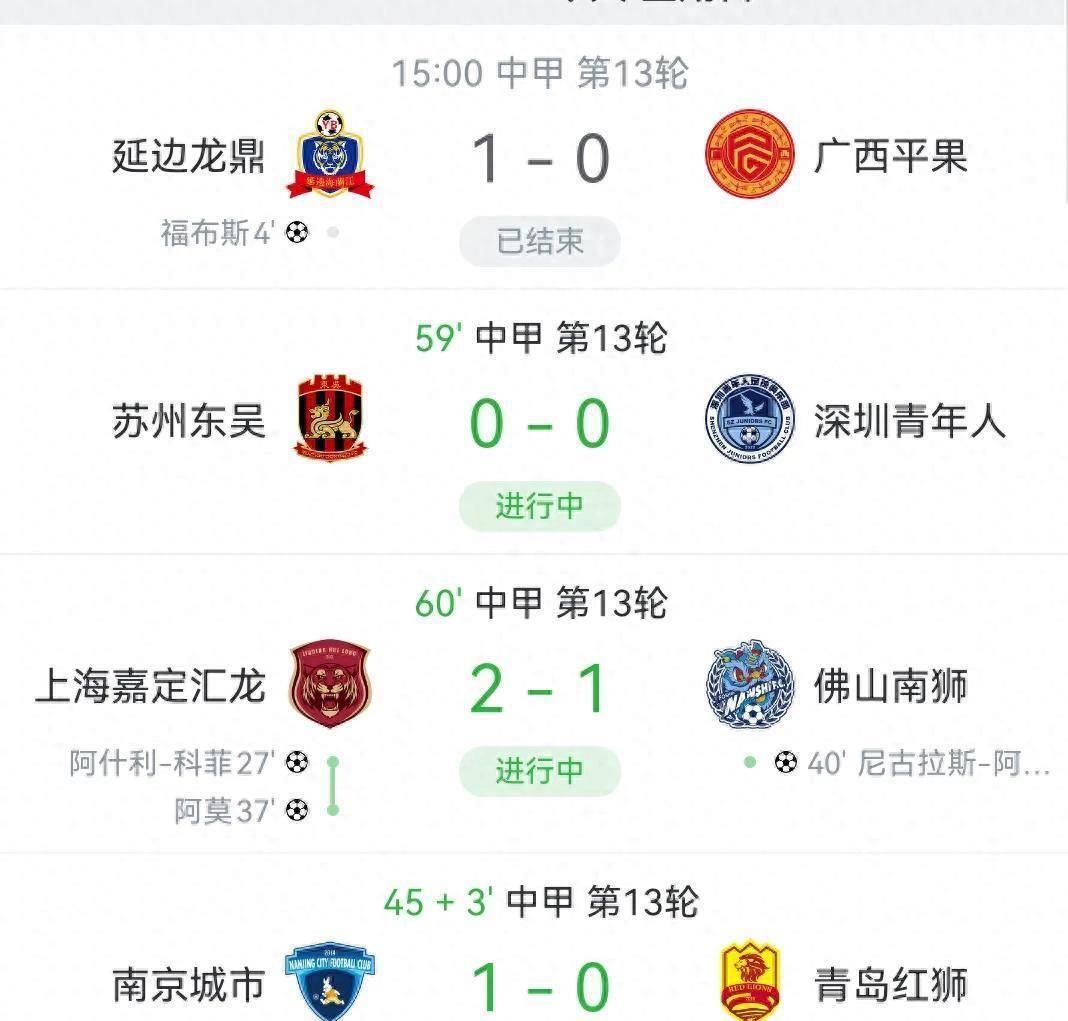 中甲联赛积分榜：延边绝平南京升第四，重庆辽宁谁是半程冠军？的简单介绍